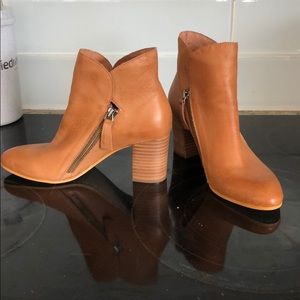 Used only one time brown leather booties.
